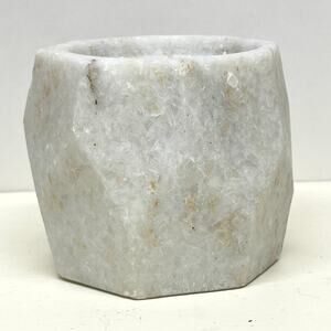 Alabaster Stone Hexagon Pillar Candle Pedestal Holder